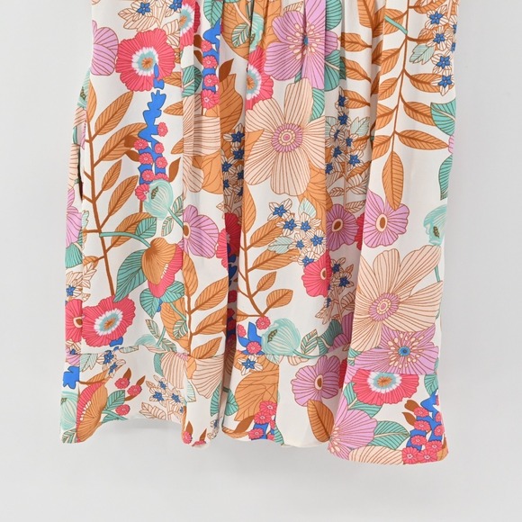 TOLANI Dress Size XXS Retro Tropical Floral Tiered Button Mini Dopamine India‎ - Picture 11 of 12